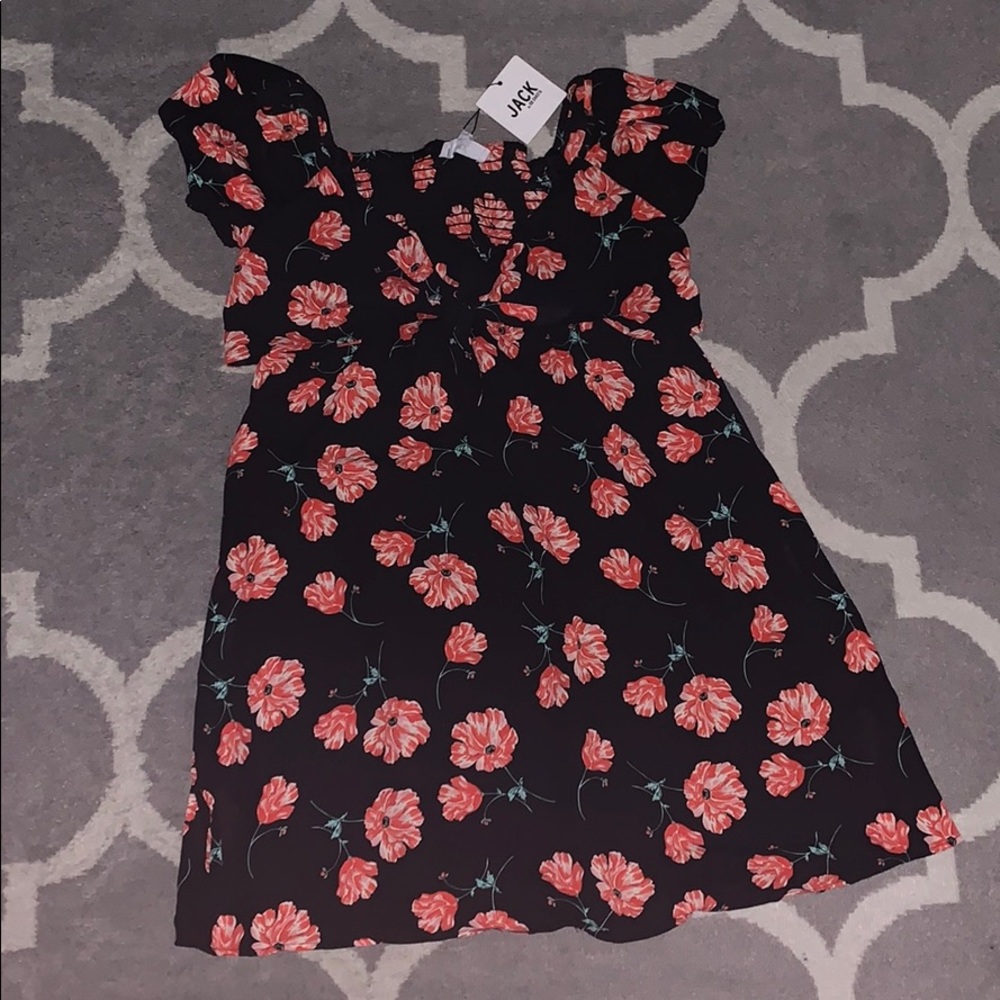 NWT Jack By BB Dakota Black Flower Print Dress
